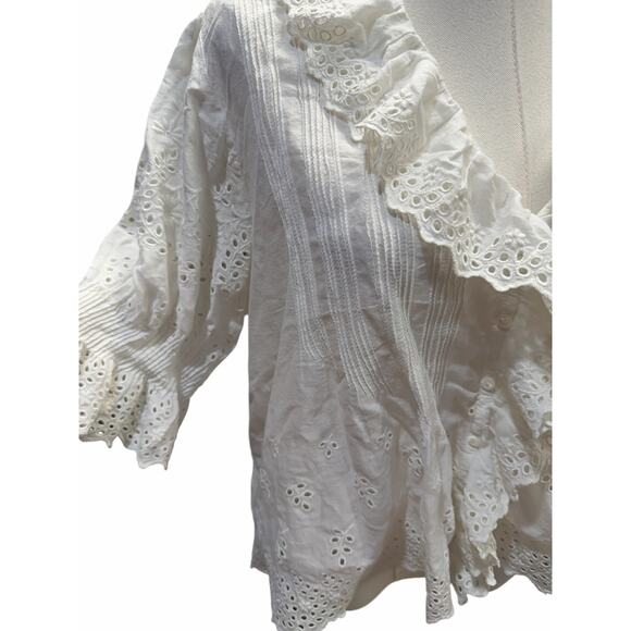 DOEN Henri Top in Salt Eyelet Edwardian White Taylor Swift - Picture 12 of 14